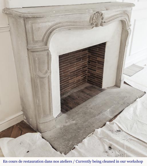 Louis XV style stone fireplace, decorated with a shell-3