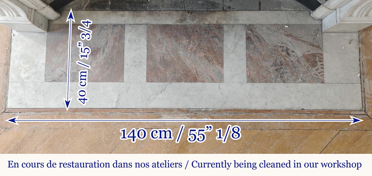 Louis XVI style fireplace in Carrara marble, decorated with acanthus leaves-9