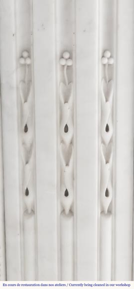 Louis XVI style fireplace in Carrara marble, with rounded corners-4
