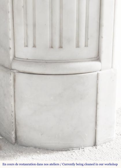 Louis XVI style fireplace in Carrara marble, with rounded corners-5