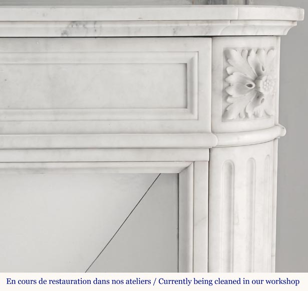 Louis XVI style fireplace in Carrara marble, with rounded corners-7