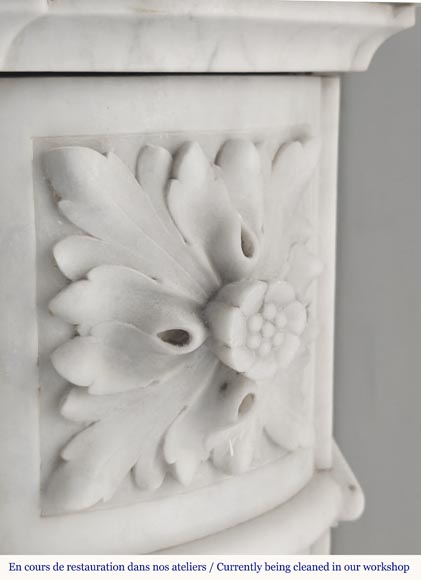 Louis XVI style fireplace in Carrara marble, with rounded corners-8