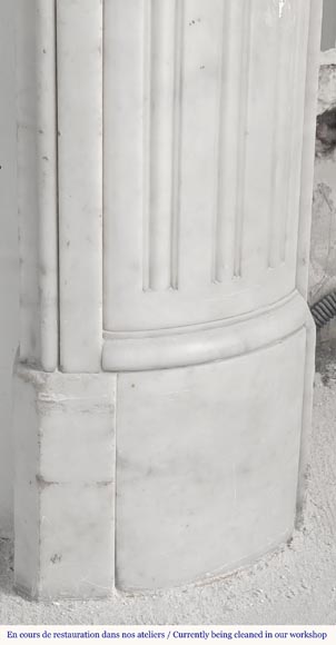 Louis XVI style fireplace in Carrara marble, with rounded corners-9