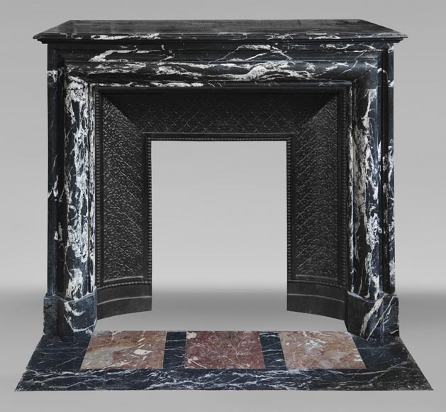  Louis XIV style fireplace in Black Marquina marble-0