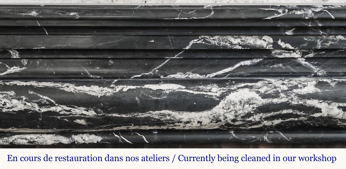  Louis XIV style fireplace in Black Marquina marble-1