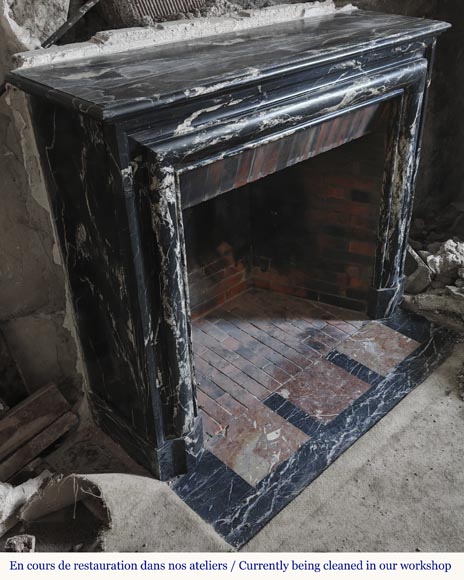  Louis XIV style fireplace in Black Marquina marble-2
