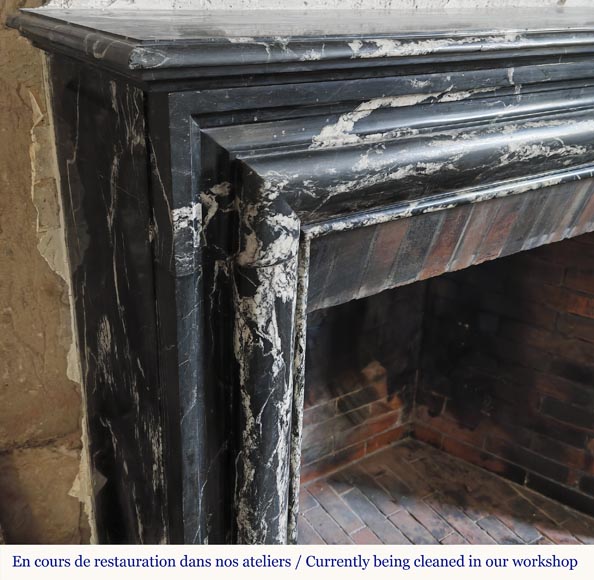  Louis XIV style fireplace in Black Marquina marble-3