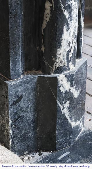  Louis XIV style fireplace in Black Marquina marble-4