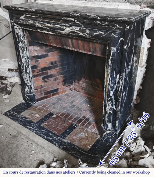 Louis XIV style fireplace in Black Marquina marble-5