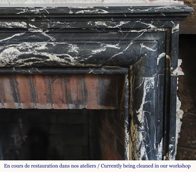  Louis XIV style fireplace in Black Marquina marble-6