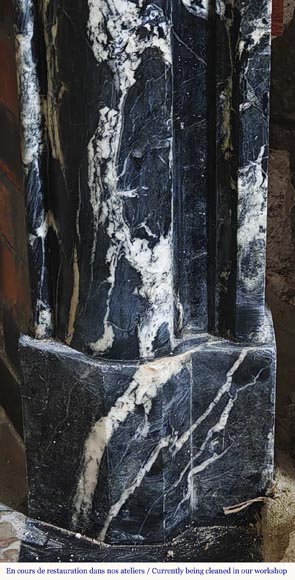  Louis XIV style fireplace in Black Marquina marble-7