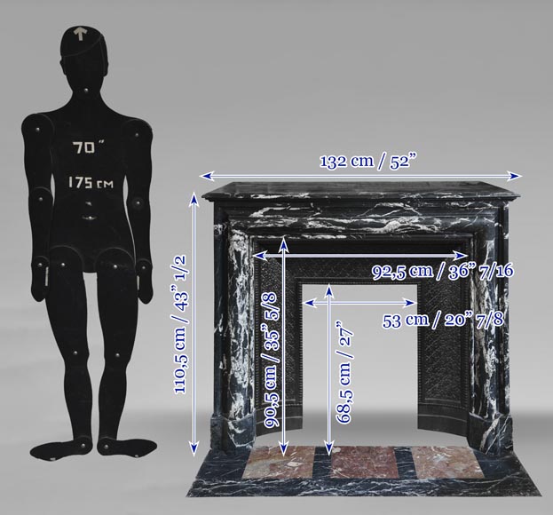  Louis XIV style fireplace in Black Marquina marble-10