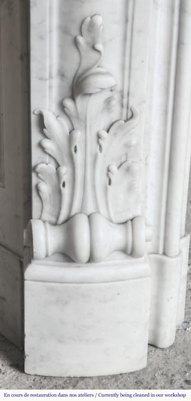 Louis XV style fireplace in Carrara marble richly carved with plant motifs-9