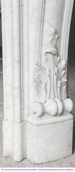 Louis XV style fireplace in Carrara marble richly carved with plant motifs-13