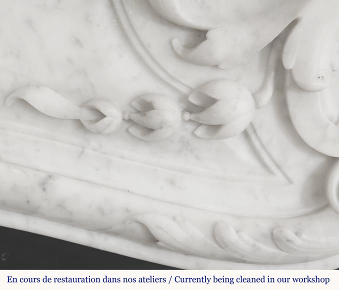 Louis XV style fireplace in Carrara marble-3