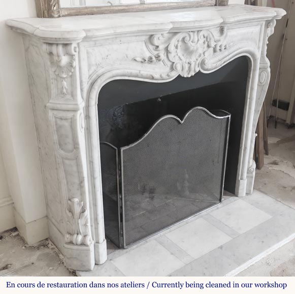 Louis XV style fireplace in Carrara marble-4