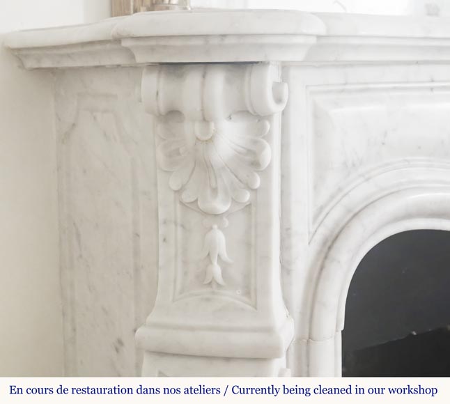 Louis XV style fireplace in Carrara marble-5
