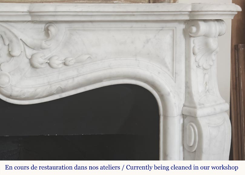 Louis XV style fireplace in Carrara marble-8