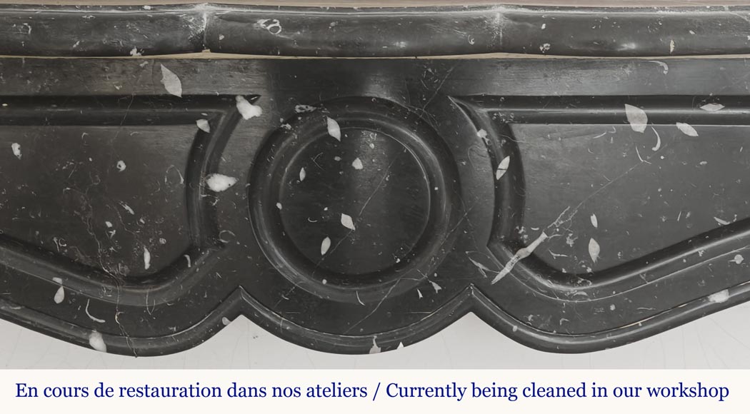 Louis XV style fireplace, Pompadour model, in speckled black marble-1