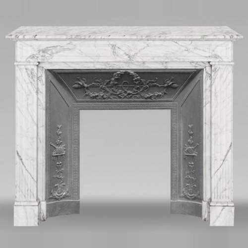 Louis XVI style fireplace in Arabescato marble