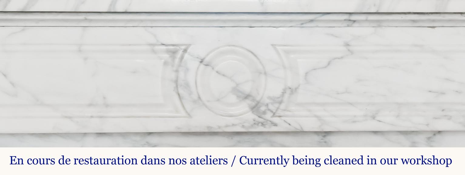 Louis XVI style fireplace in Arabescato marble-1