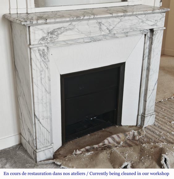 Louis XVI style fireplace in Arabescato marble-2