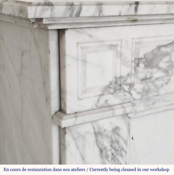Louis XVI style fireplace in Arabescato marble-3