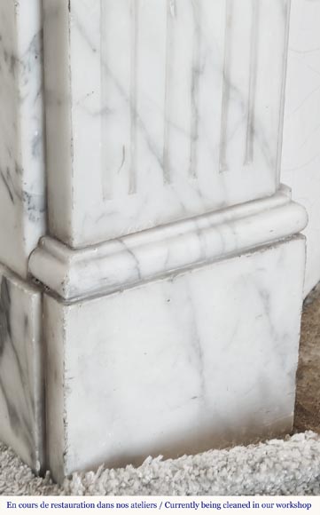Louis XVI style fireplace in Arabescato marble-4