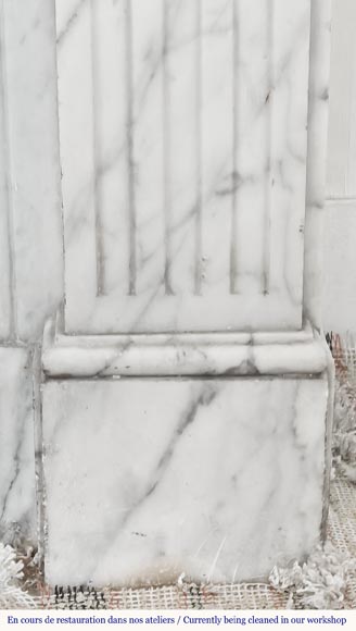 Louis XVI style fireplace in Arabescato marble-7