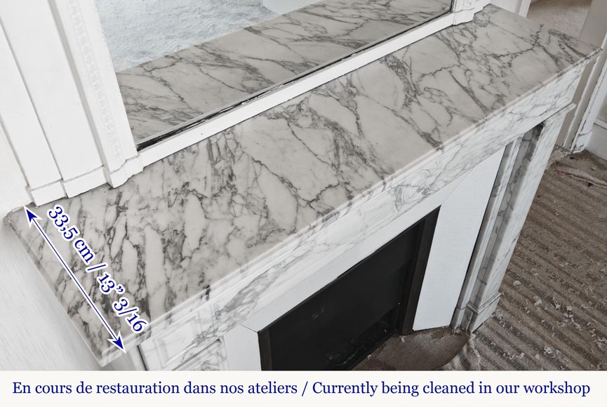 Louis XVI style fireplace in Arabescato marble-8