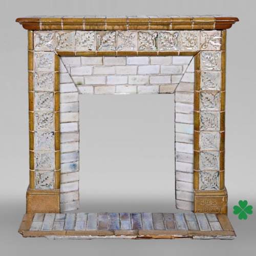 Glazed stoneware fireplace, signed “Grès de Bigot”, circa 1895