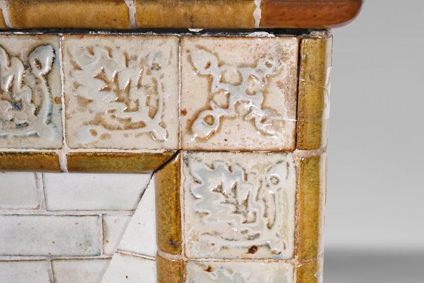 Glazed stoneware fireplace, signed “Grès de Bigot”, circa 1895-6
