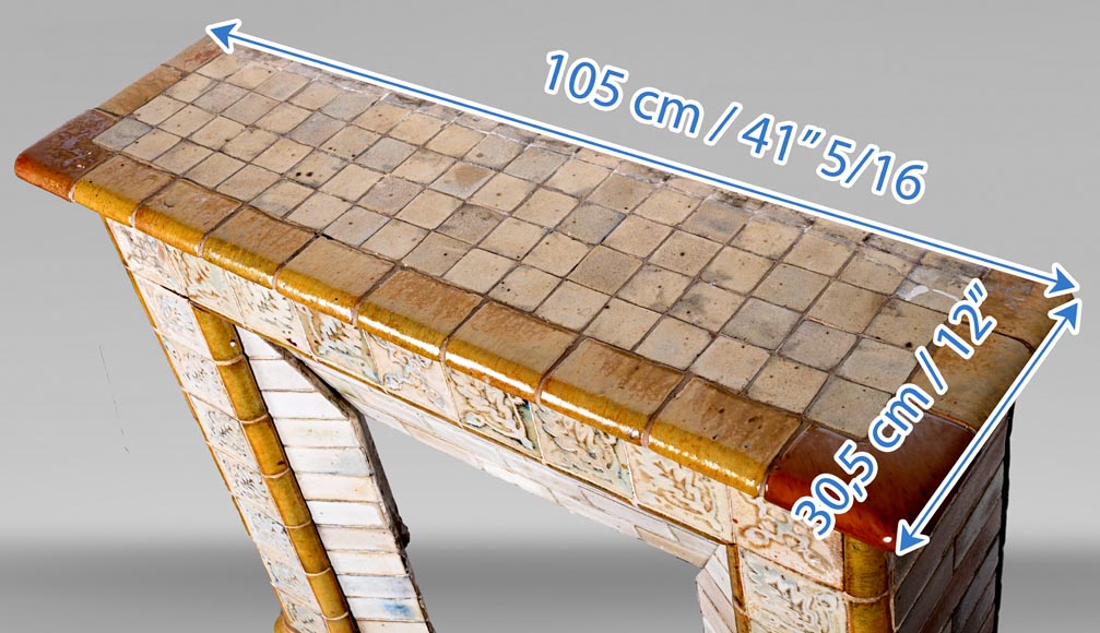 Glazed stoneware fireplace, signed “Grès de Bigot”, circa 1895-9