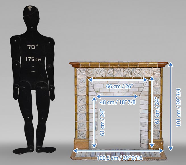 Glazed stoneware fireplace, signed “Grès de Bigot”, circa 1895-10