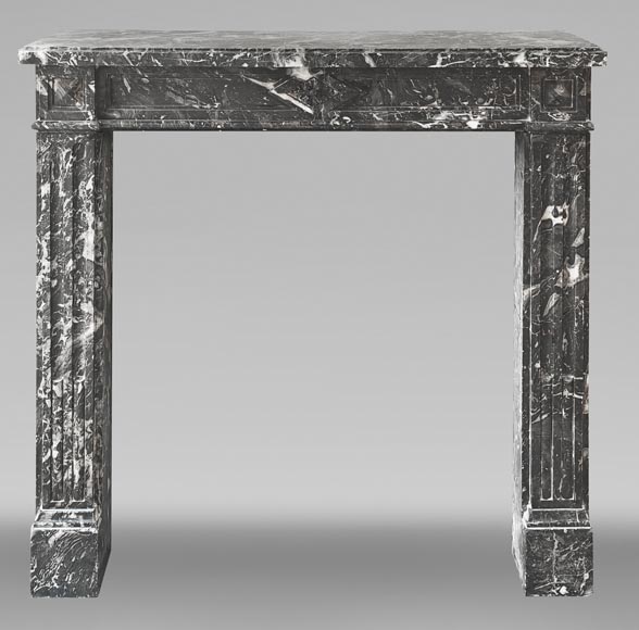 Louis XVI period fireplace in Saint Anne grey marble-0