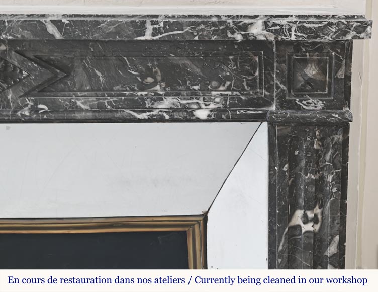 Louis XVI period fireplace in Saint Anne grey marble-5