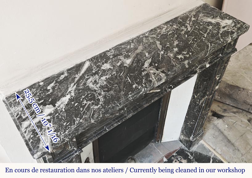 Louis XVI period fireplace in Saint Anne grey marble-6
