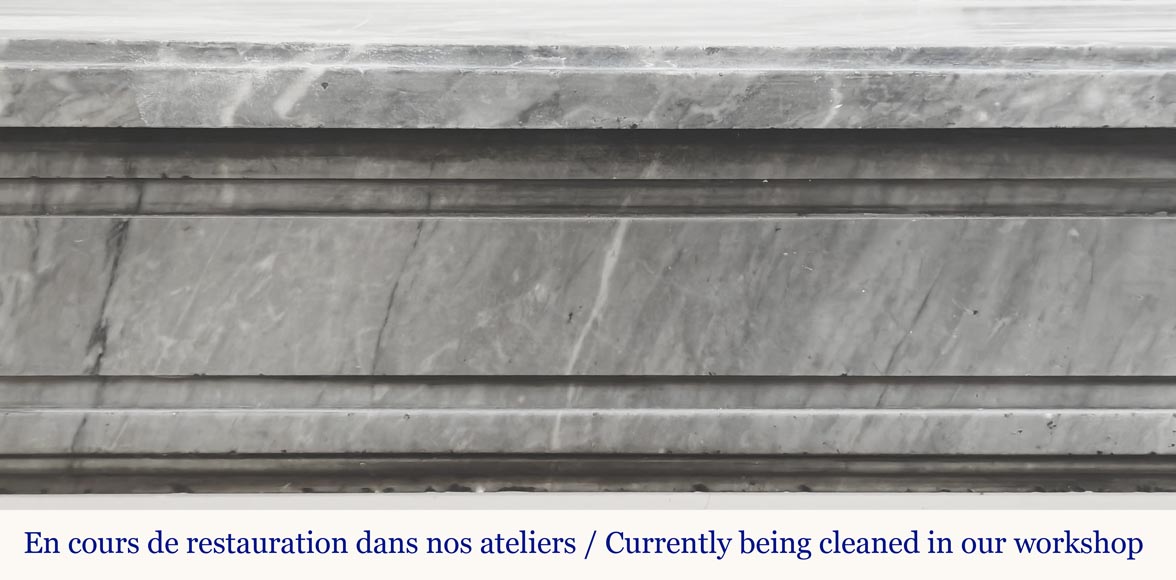 Louis XVI period fireplace in blue turquin marble, with molding decoration-1