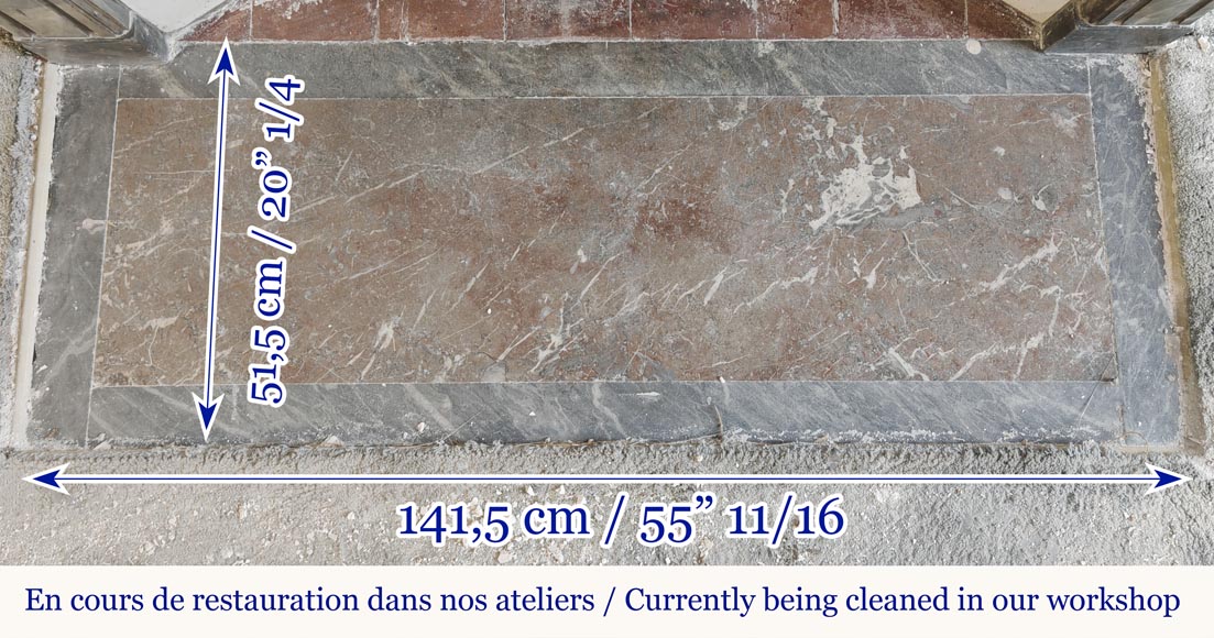 Louis XVI period fireplace in blue turquin marble, with molding decoration-8