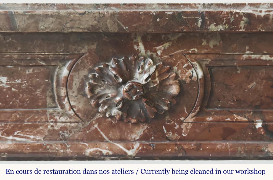  Louis XVI period fireplace in red northern marble, slightly curved-1