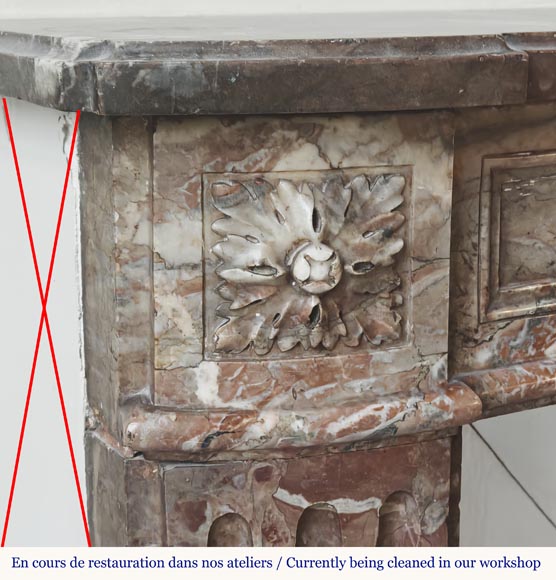  Louis XVI period fireplace in red northern marble, slightly curved-3