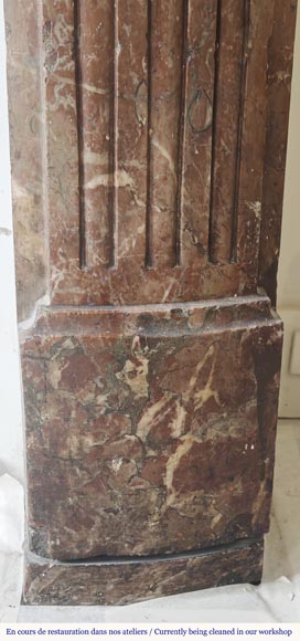  Louis XVI period fireplace in red northern marble, slightly curved-7