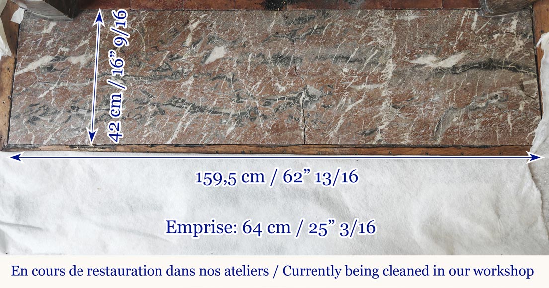  Louis XVI period fireplace in red northern marble, slightly curved-8