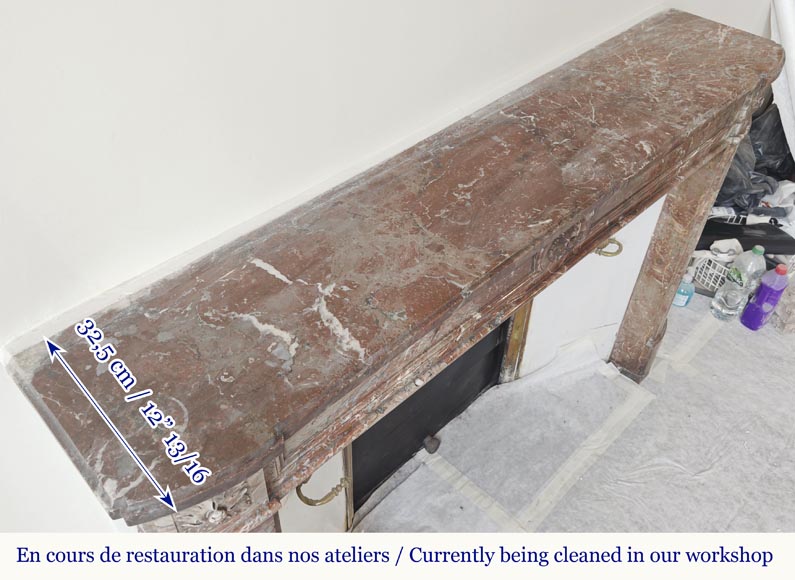  Louis XVI period fireplace in red northern marble, slightly curved-9