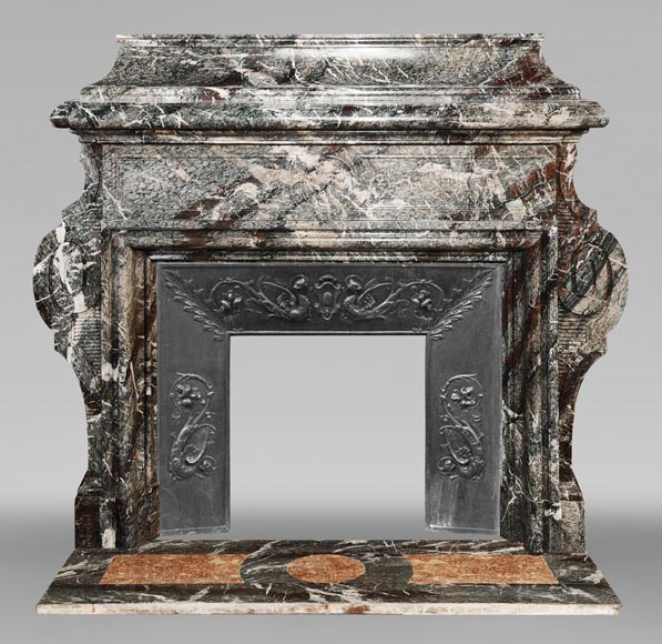  Important Napoleon III style fireplace in Campan marble-0