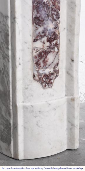 Provençal-style fireplace in veined Carrara marble and colored marble-6