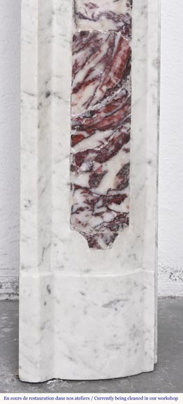 Provençal-style fireplace in veined Carrara marble and colored marble-9