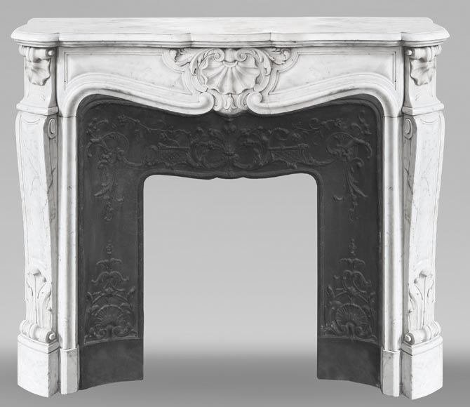 Louis XV style fireplace in Carrara marble-0