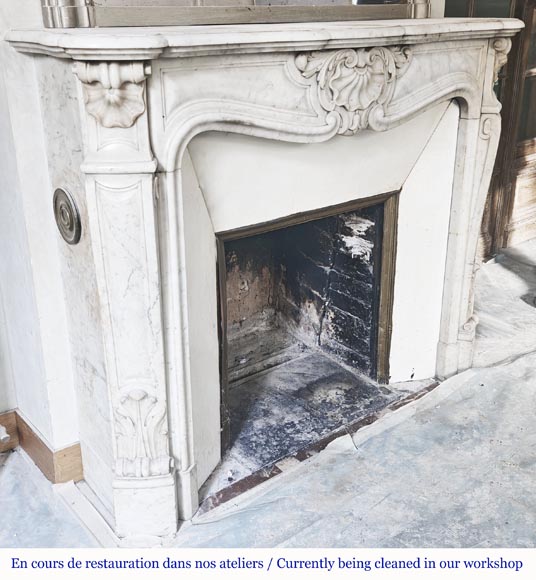Louis XV style fireplace in Carrara marble-4