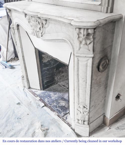 Louis XV style fireplace in Carrara marble-7